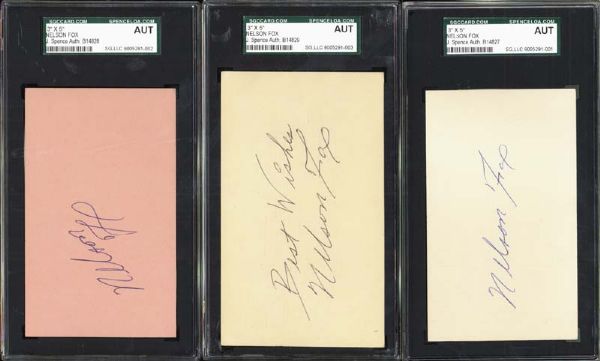 Group of 3 Nellie Fox Signed 3x5 Cards JSA