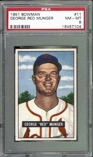 1951 Bowman #11 George Munger PSA 8 NM/MT