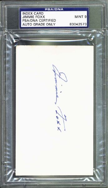 Jimmie Foxx Autograph 3x5 Card PSA 9 MINT