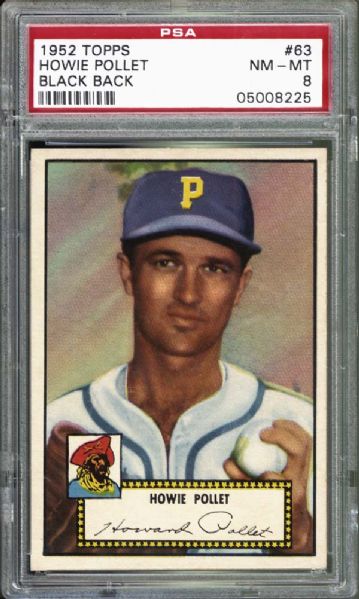 1952 Topps #63 Howie Pollet PSA 8 NM/MT