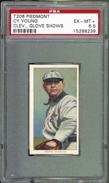 1909-11 T206 Cy Young "Glove Shows" PSA 6.5 EX/MT+