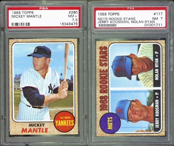 1968 Topps Group of 2 Featuring Mantle and Ryan Both PSA Graded