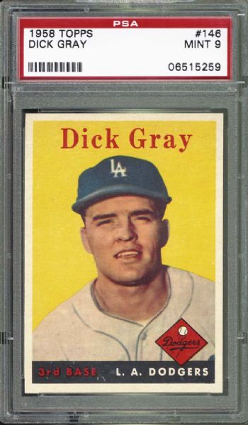 1958 Topps #146 Dick Gray PSA 9 MINT