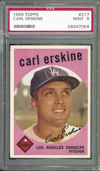1959 Topps #217 Carl Erskine PSA 9 MINT