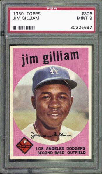 1959 Topps #306 Jim Gilliam PSA 9 MINT