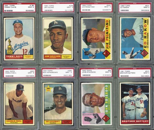1960 & 1961 LA Dodgers Group of 21 All PSA 9 MINT