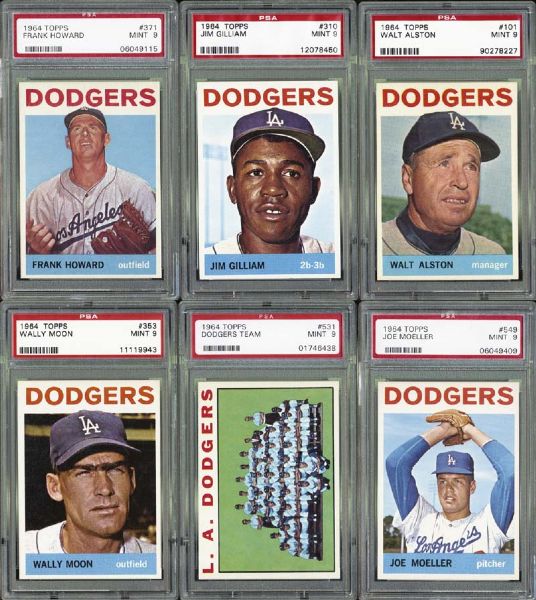 1964 Topps LA Dodger Collection of 16 Cards All PSA 9 MINT