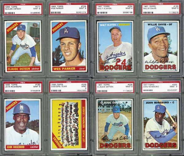 1966 & 1967 Topps LA Dodgers Collection of 25 Cards All PSA 9 MINT