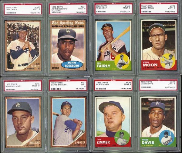 1962 & 1963 Topps LA Dodgers Group of 13 All PSA 9