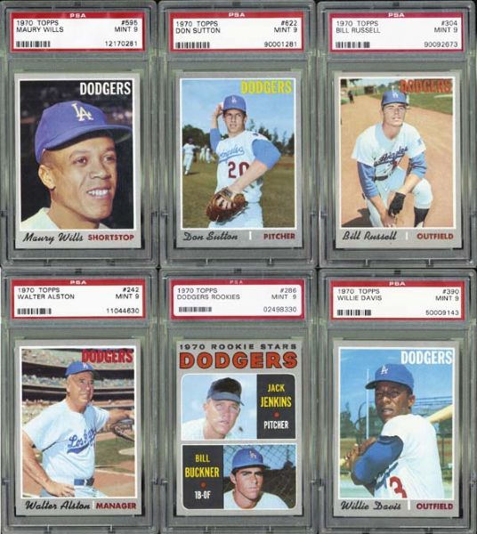 1970 Topps LA Dodger Collection of 26 Cards All PSA 9 MINT