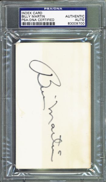 Billy Martin Signed Index Card PSA/DNA Authentic