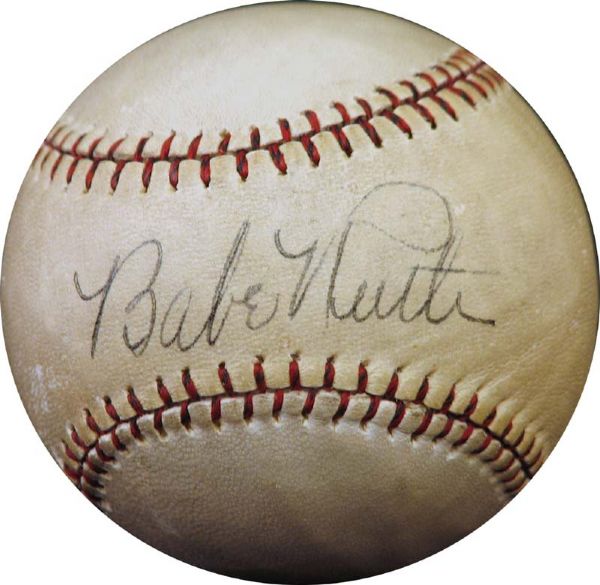Babe Ruth Single Signed Baseball PSA/DNA 6.5 EX/MT+