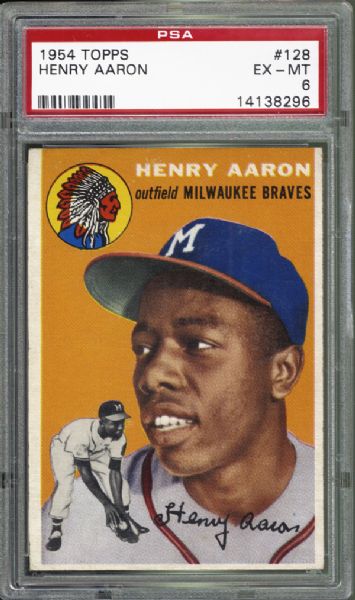 1954 Topps #128 Henry Aaron PSA 6 EX/MT