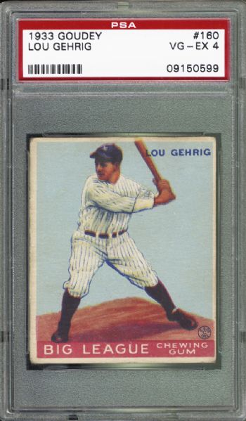 1933 Goudey #160 Lou Gehrig PSA 4 VG/EX