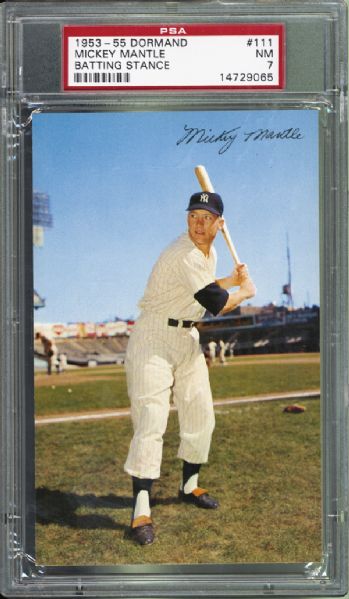 1953-55 Dormand #111 Mickey Mantle "Batting Stance" PSA 7 NM