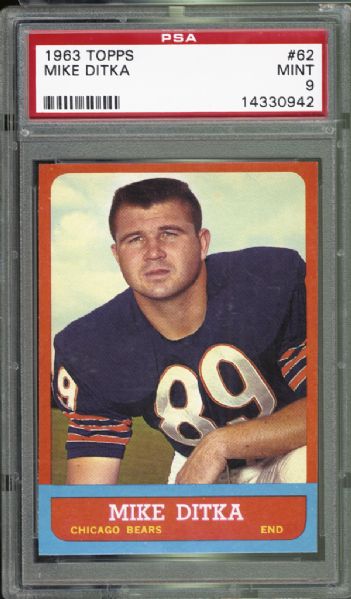 1963 Topps #62 Mike Ditka PSA 9 MINT