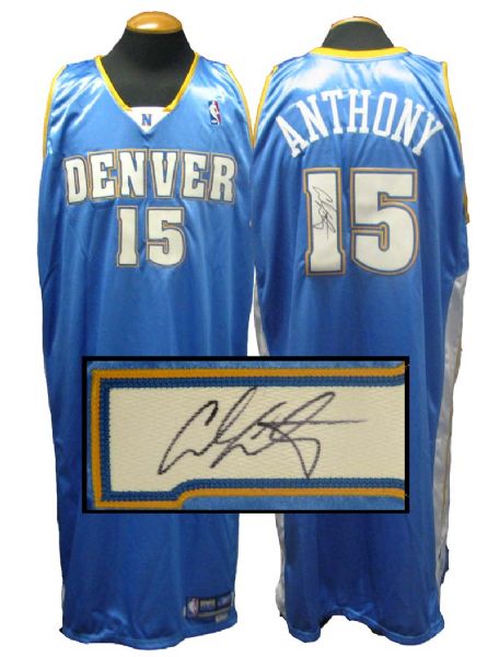 2004-05 Carmelo Anthony Denver Nuggets Game-Used Autographed Road Jersey