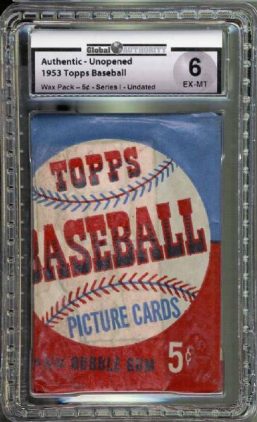 1953 Topps Baseball Wax Pack 5 Cent 1st Series GAI 6 EX/MT