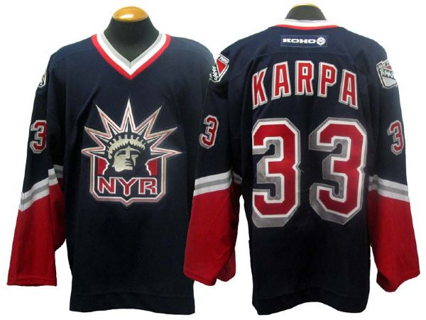 2002-03 Dave Karpa New York Rangers Game-Used Alternate Jersey