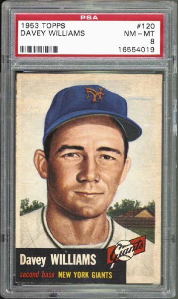 1953 Topps #120 Davey Williams PSA 8 NM/MT