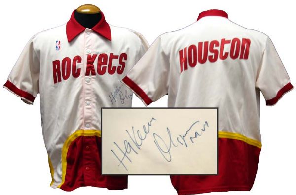 1987 Hakeem Olajuwon Houston Rockets Game-Used Autographed Warm-Up Jacket
