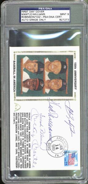 First Day Cover Mantle/Williams/Robinson/Yaz PSA/DNA Certified 9 MINT