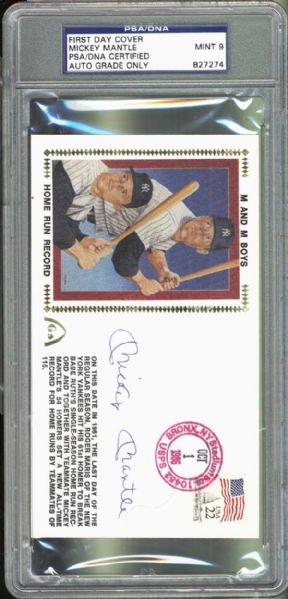First Day Cover Mickey Mantle PSA/DNA Certified 9 MINT