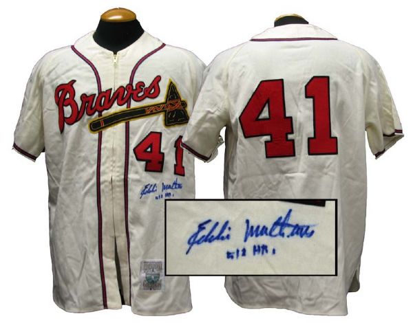 1950s Era Ed Mathews Milwaukee Braves Mitchell and Ness Autographed Jersey