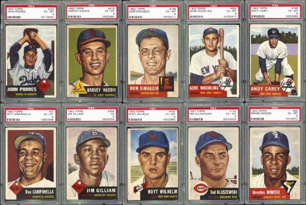 1953 Topps Group of 109 Cards Graded by PSA