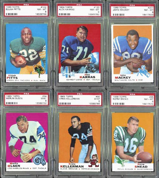 1969 Topps Football Group of 400 Cards with PSA Graded