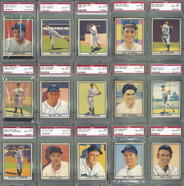 1941 Play Ball Exceptionally High Grade Complete Set Completely PSA Graded #6 on PSA Set Registry