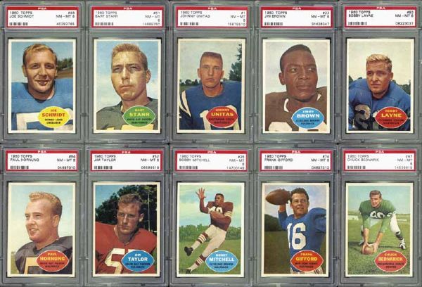 1960 Topps Football Exceptionally High Grade Complete Set Completely PSA Graded