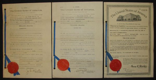 Group of Three Rare Original Patents for the Goudey Gum Company