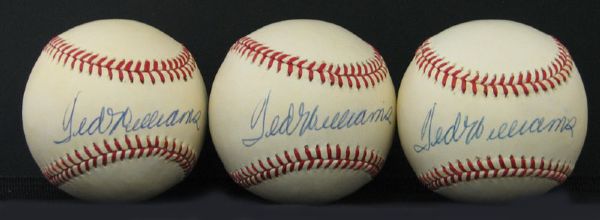 Group of 3 Ted Williams Signed Balls PSA/DNA with LOA