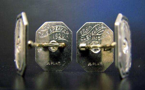 1920 World Series Champion Platinum and Diamond Cuff Links Presented by Cleveland Indians to Tris Speaker 