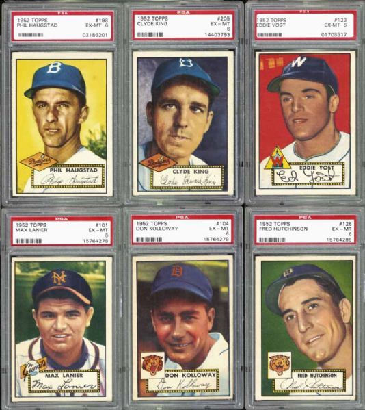 1952 Topps Group of 31 Cards All Graded PSA 6 EX/MT