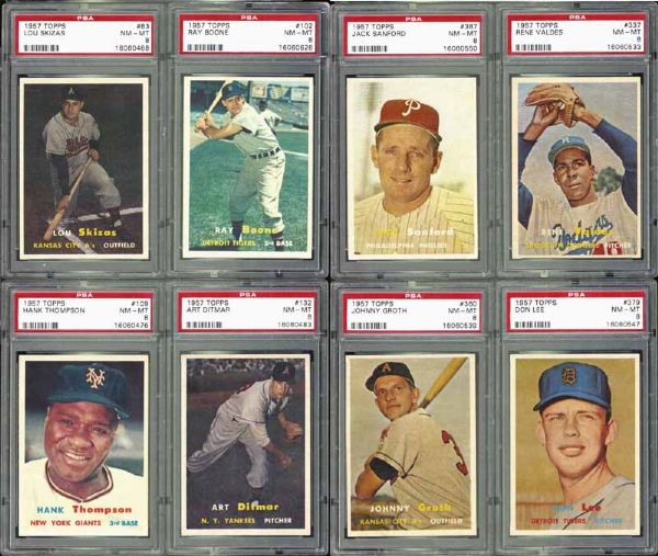 1957 Topps Group of 50 Cards All Graded by PSA