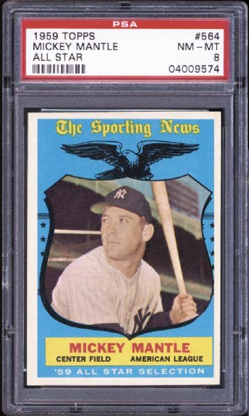 1959 Topps #564 Mickey Mantle All Star PSA 8 NM/MT