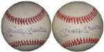 Mickey Mantle Single-Signed OAL (Brown) Balls Group of 2 JSA authentic