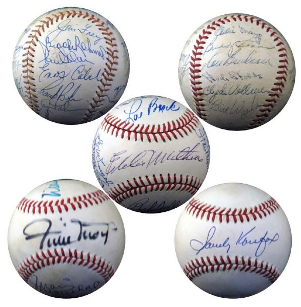 Group of 5 Autographed Baseballs with HOFers LOAs JSA