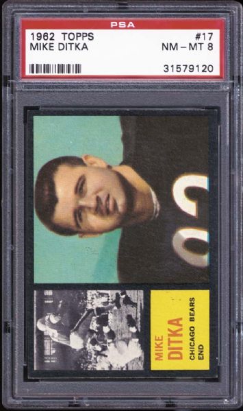 1962 Topps #17 Mike Ditka PSA 8 NM/MT