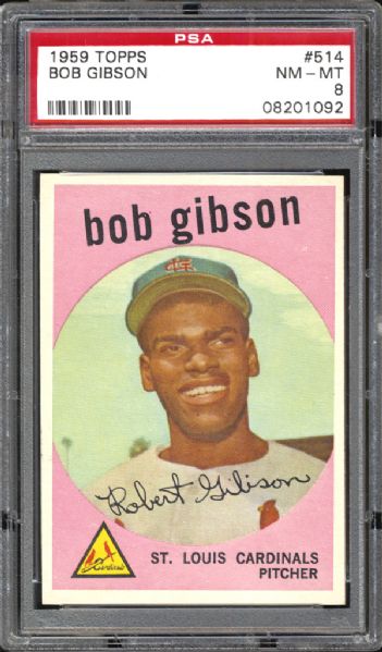 1959 Topps #514 Bob Gibson PSA 8 NM/MT