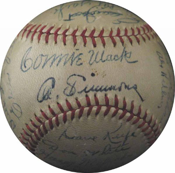 1948 Philadelphia As Team-Signed Ball with Connie Mack and Al Simmons LOA PSA/DNA