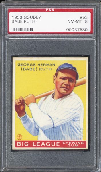 1933 Goudey #53 Babe Ruth PSA 8 NM/MT