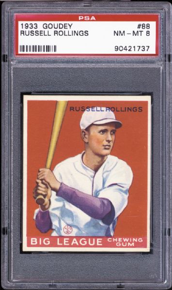 1933 Goudey #88 Russell Rollings PSA 8 NM/MT