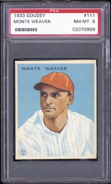 1933 Goudey #111 Monte Weaver PSA 8 NM/MT
