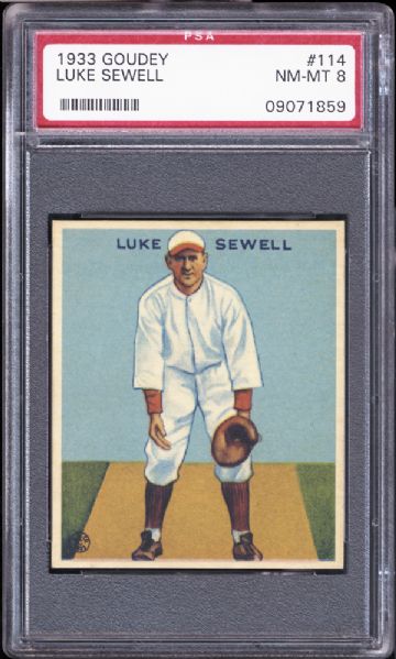 1933 Goudey #114 Luke Sewell PSA 8 NM/MT