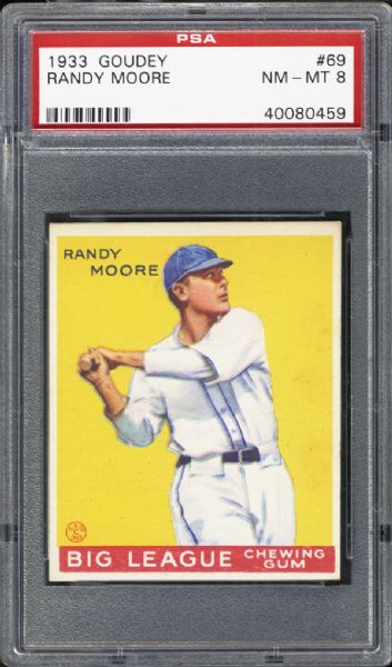 1933 Goudey #69 Randy Moore PSA 8 NM/MT