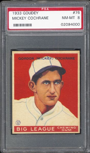 1933 Goudey #76 Mickey Cochrane PSA 8 NM/MT