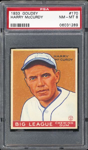 1933 Goudey #170 Harry McCurdy PSA 8 NM/MT
